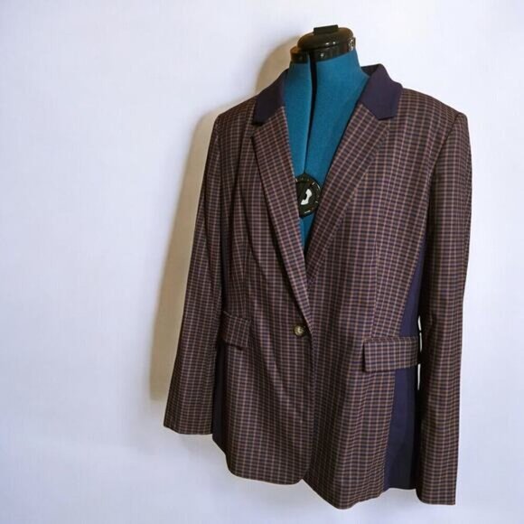 DKNY Long Sleeve One-Button Jacket in Toffee - Size 16 - Picture 2 of 7